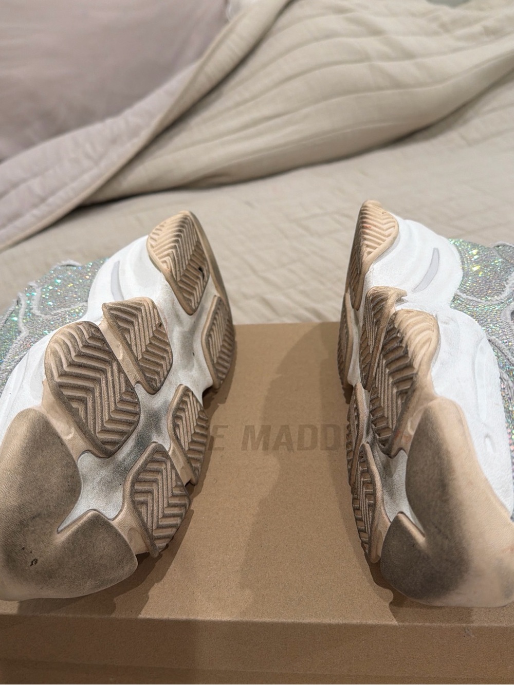 Steve Madden Iridescent Crystal Embellished Platform Sneakers - Silver - Picture 3 of 4